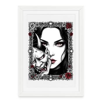 Gothic Mask Portrait - Framed poster (27 × 37 cm) - white - Front