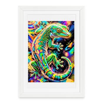 Gecko - Affiche encadrée (27 × 37 cm) - blanc - Devant