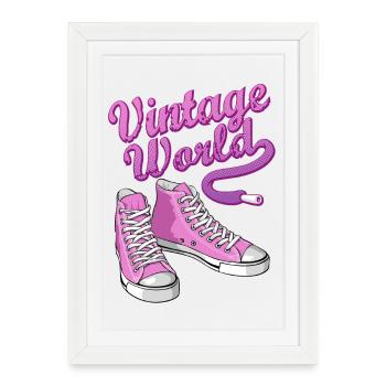 Pink vintage sneakers - Affiche encadrée (27 × 37 cm) - blanc - Devant