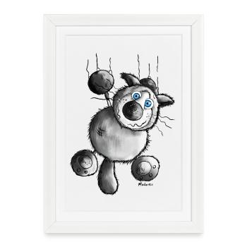 Crazy Cat Cartoon- t-shirt design - Siamese Cat - Framed poster (27 × 37 cm) - white - Front