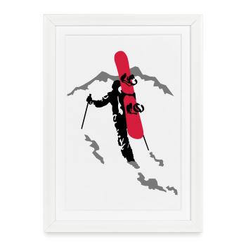 de snowboard freeride - Affiche encadrée (27 × 37 cm) - blanc - Devant