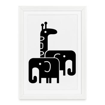 cute animals - Framed poster (27 × 37 cm) - white - Front