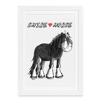 Love Shire Horses - Affiche encadrée (27 × 37 cm) - blanc - Devant