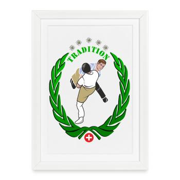 Sport national suisse Tradition - Affiche encadrée (27 × 37 cm) - blanc - Devant