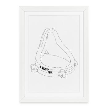 La Fontaine R. Mutt Marcel Duchamp Satire Parodie - Affiche encadrée (27 × 37 cm) - blanc - Devant