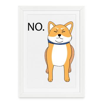 Chien Shiba Inu - NO - promener maîtres maîtresse Dog - Affiche encadrée (27 × 37 cm) - blanc - Devant