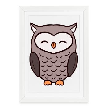 Hiboux hiboux - Affiche encadrée (27 × 37 cm) - blanc - Devant