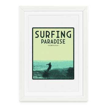 Paradis du surf à Honolulu - Affiche encadrée (27 × 37 cm) - blanc - Devant