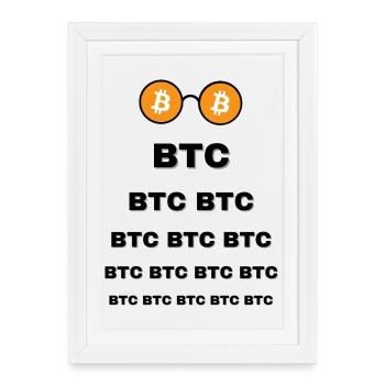 Bitcoin Lunette - Affiche encadrée (27 × 37 cm) - blanc - Devant