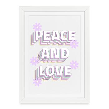 Peace and Love Retro - Gerahmtes Poster (27 × 37 cm) - Weiß - Vorne