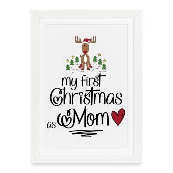 Mon premier Noël en tant que maman - Affiche encadrée (27 × 37 cm) - blanc - Devant