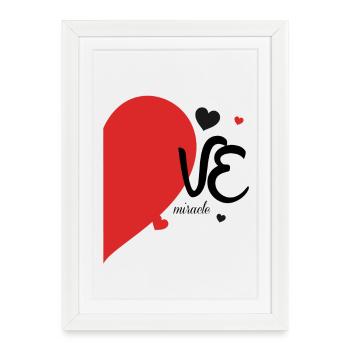 motif romantique de feuille de coeur sur textile - Affiche encadrée (27 × 37 cm) - blanc - Devant