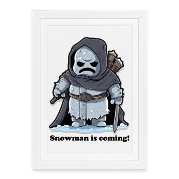 Bonhomme de neige arrive - Affiche encadrée (27 × 37 cm) - blanc - Devant