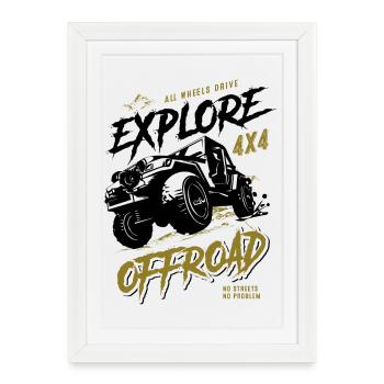 Offroad Adventure 4x4 - Véhicule tout-terrain - Affiche encadrée (27 × 37 cm) - blanc - Devant