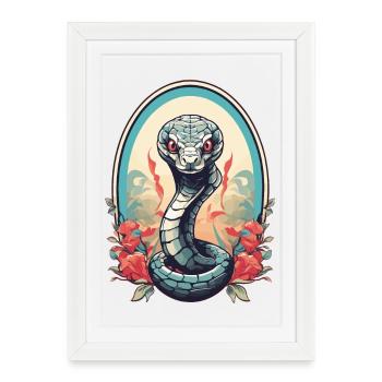 Serpent cobra - Affiche encadrée (27 × 37 cm) - blanc - Devant