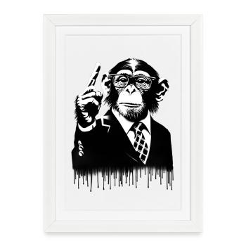 Teacher. Monkey Life Affenleben - Framed poster (27 × 37 cm) - white - Front