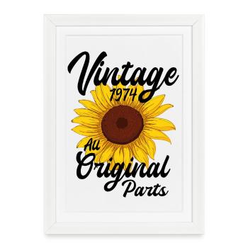 Vintage 1974 Sunflower Birthday Vintage 74 - Framed poster (27 × 37 cm) - white - Front