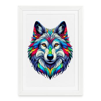 Loup - Affiche encadrée (27 × 37 cm) - blanc - Devant