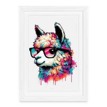 Alpaca - Framed poster (27 × 37 cm) - white - Front