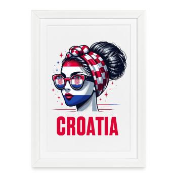 Stylish Croatia Girl: Retro Chic with Modern Twist - Framed poster (27 × 37 cm) - white - Front