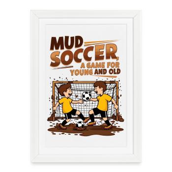 Football de boue - Affiche encadrée (27 × 37 cm) - blanc - Devant
