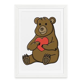 Ours amoureux - Affiche encadrée (27 × 37 cm) - blanc - Devant