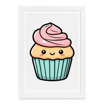 Cupcake - Affiche encadrée (27 × 37 cm) - blanc - Devant