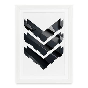 Abstract Black Geometric Pattern - Framed poster (27 × 37 cm) - white - Front