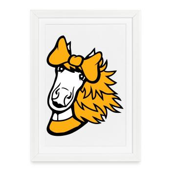 Horse Girl Female Cute Pretty Bow Woman - Framed poster (27 × 37 cm) - white - Front
