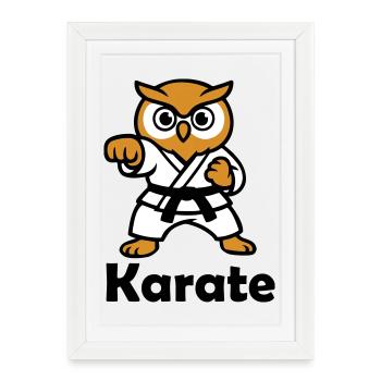 Hibou de karaté - Affiche encadrée (27 × 37 cm) - blanc - Devant