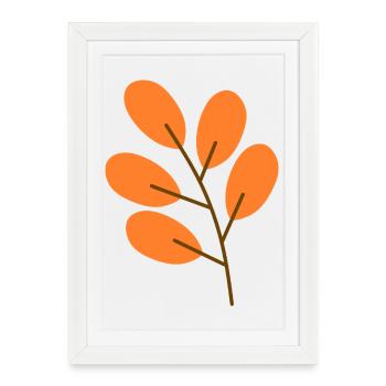Motif de feuilles d’automne sur coton biologique - Affiche encadrée (27 × 37 cm) - blanc - Devant
