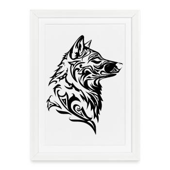 Tatouage tribal loup nordique - Affiche encadrée (27 × 37 cm) - blanc - Devant