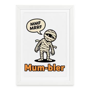 Personnage de momie avec bulle de dialogue - Affiche encadrée (27 × 37 cm) - blanc - Devant