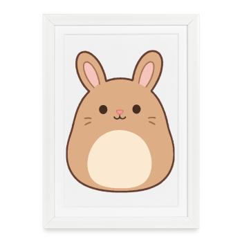 Mignon lapin dessin animé imprimé - Affiche encadrée (27 × 37 cm) - blanc - Devant