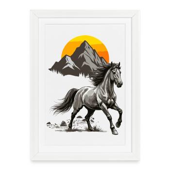 Galloping Summit Sunset - Framed poster (27 × 37 cm) - white - Front