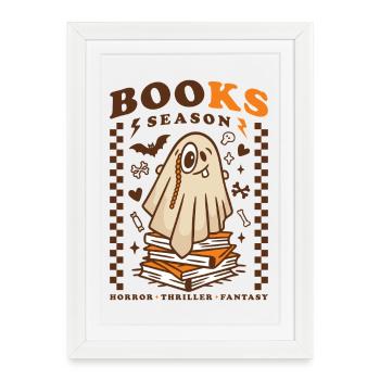 Livres Saison Mignon Fantôme – Horreur Thriller Fantasy - Affiche encadrée (27 × 37 cm) - blanc - Devant