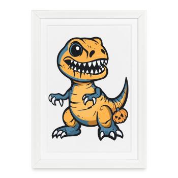 Dinosaur T-Rex Halloween Funny - Framed poster (27 × 37 cm) - white - Front