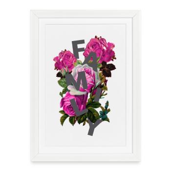 Florale Familienmonogramm Collage - Gerahmtes Poster (27 × 37 cm) - Weiß - Vorne