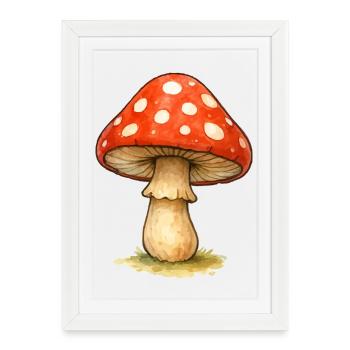 Illustration de champignon rouge - Affiche encadrée (27 × 37 cm) - blanc - Devant