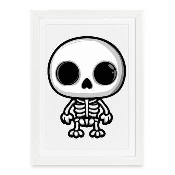 Squelette Halloween Bande Dessinée - Affiche encadrée (27 × 37 cm) - blanc - Devant