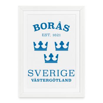 Boras, Sverige, Suède - Affiche encadrée (27 × 37 cm) - blanc - Devant