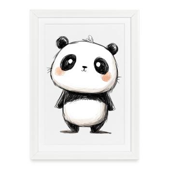 petit panda dessin - Affiche encadrée (27 × 37 cm) - blanc - Devant