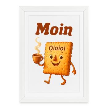 Moin biscuit dessin animé motif café - Affiche encadrée (27 × 37 cm) - blanc - Devant