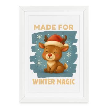 Renne de Noël - Affiche encadrée (27 × 37 cm) - blanc - Devant