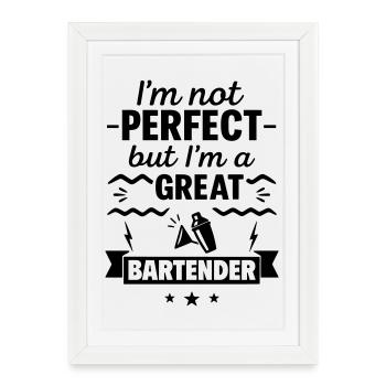 Pas parfait mais un super barman - Affiche encadrée (27 × 37 cm) - blanc - Devant