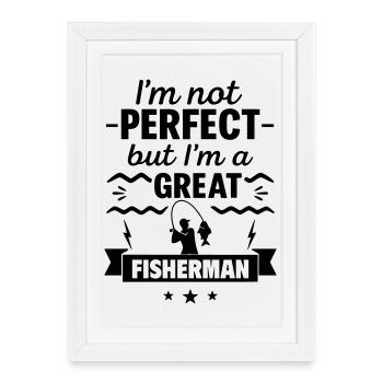 Pas parfait mais super pêcheur - Affiche encadrée (27 × 37 cm) - blanc - Devant