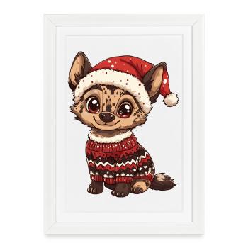 Noël de la hyène - Affiche encadrée (27 × 37 cm) - blanc - Devant