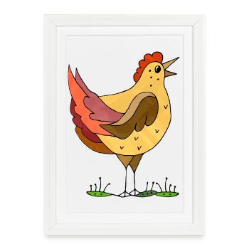 poule - Affiche encadrée (27 × 37 cm) - blanc - Devant