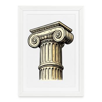 Gravure ancienne du chapiteau de la colonne - Affiche encadrée (27 × 37 cm) - blanc - Devant