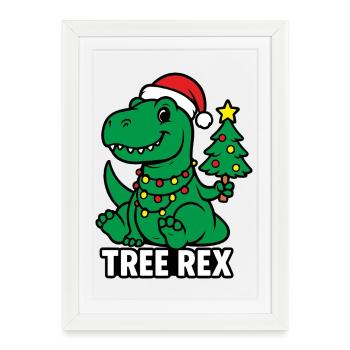 Famille de t-shirts de Noël Tree Rex pour enfants - Affiche encadrée (27 × 37 cm) - blanc - Devant